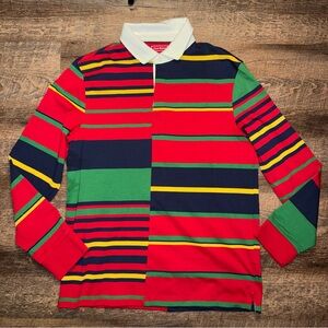 Club Room Rodman Striped Rugby Long Sleeve  Polo Shirt Men’s Size Medium